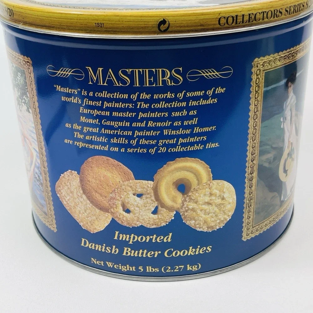 Danish Holiday Cookie Tin The Masters Large Round 7.5x9